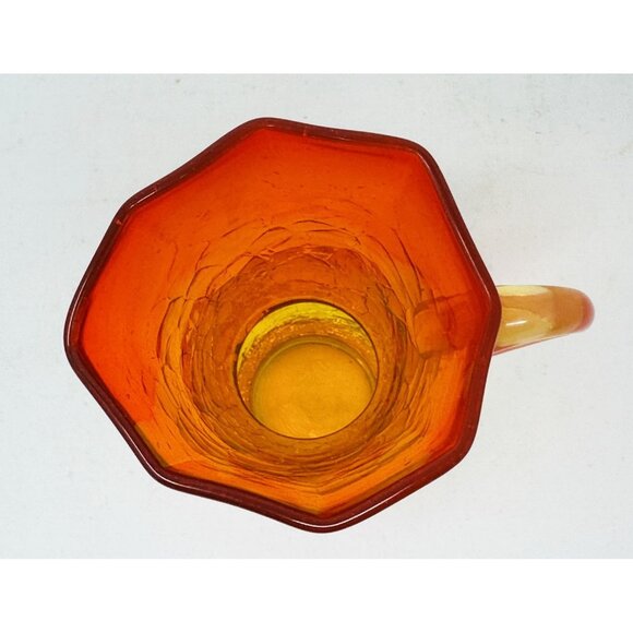 Vtg KANAWHA CRACKLE GLASS AMBERINA 8 Sided Mini Ewer Cruet Pitcher Octogonal - Picture 5 of 10